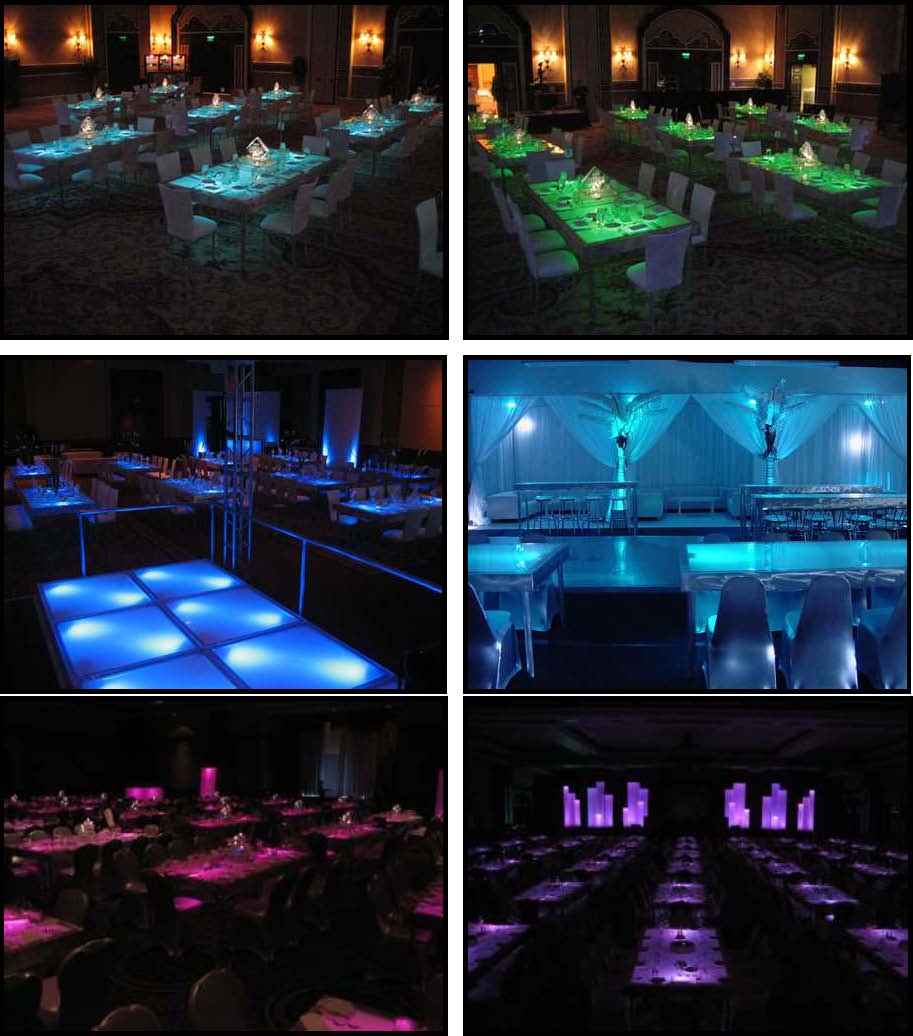 illuminated dinner tables 4 feet x 8 feet