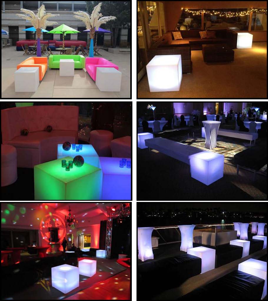 illuminated rotocast seating cubes 24"x24"