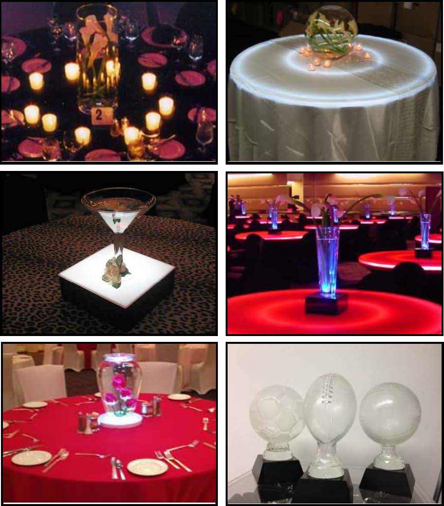 glass centerpieces for props and products